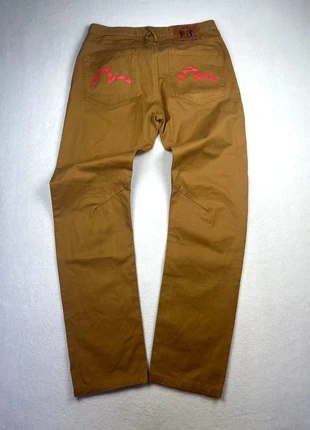 Pantalon Evisu Droit Long Coton Marron Logo Rose Y2K - Taille FR44, marque: Evisu, état: Très bon état, taille: W34 | FR 44, 74,90 €, 79,35 € Protection acheteurs (Pro) incluse