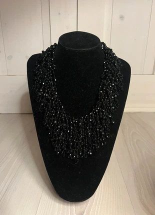 Natuurlijke zwarte kristalglazen ketting, merk: Manouk, staat: Nieuw met prijskaartje, € 47,50, € 50,58 inclusief Kopersbescherming