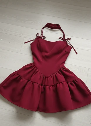 Robe rouge courte style jupe-parapluie, col halter/Taille L, brand: Vintage, condition: Very good, size: L / 40 / 12, €43.00, €45.85 includes Buyer Protection