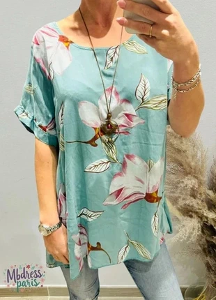 Belle Blouse femme fleuri manche courte avec collier, marque: Made In Italy, état: Très bon état, taille: XL / 42 / 14, 27,00 €, 29,05 € Protection acheteurs (Pro) incluse