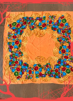 🔥 Chanel Vintage Foulard Seta 100% Gripoix Jewels Barocco Arancione 93x77cm 🔶💎, marque: Chanel, état: Très bon état, 350,00 €, 368,20 € Protection acheteurs incluse
