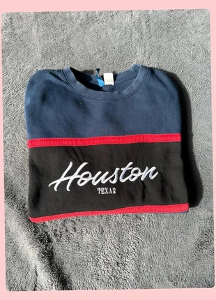Pull Divided Bleu / Rouge / Noir XS Brodage Houston Texas Coton / Polyester, brand: H&M Divided, condition: Very good, size: XS, €11.50, €12.78 includes Buyer Protection