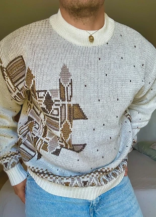 jersey punto lana jacquard vintage 80s hombre aesthetic coquette, marque: Vintage Dressing, état: Très bon état, taille: XL, 25,00 €, 26,95 € Protection acheteurs incluse