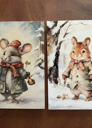 SALE! Set van 2 luxe dubbele wenskaarten 'Dieren' inclusief enveloppen, staat: Nieuw met prijskaartje, € 1,00, € 1,75 inclusief Kopersbescherming