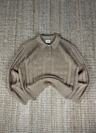 Pull Grosse Maille Torsadé Marron en Laine, Col Boutonné Coupe Droite Claudie Pierlot Paris Taille 3, brand: Claudie Pierlot, condition: New without tags, size: L / 40 / 12, €210.00, €221.20 includes Buyer Protection Pro
