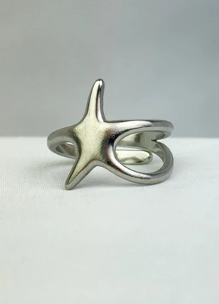 Bague Étoile De Mer Argentée Ajustable En Acier Inoxydable, marque: CHROME, état: Très bon état, taille: Ajustable, 12,00 €, 13,30 € Protection acheteurs (Pro) incluse