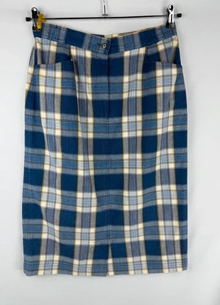 Blauw geruite midi rok – maat 38, merk: Vintage, staat: Heel goed, maat: M / 38 / 10, € 25,00, € 26,95 inclusief Kopersbescherming