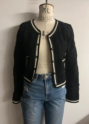QED London Crochet Style Jacket – Size S/M – Black with White Trim, brand: QED London, condition: New without tags, size: M / UK 12-14, £9.00, £10.15 includes Buyer Protection