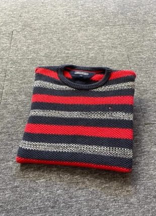 Pull en laine, pull d’hiver, pull en maille rayé bleu marine, gris, rouge taille xxs, marca: Tommy Hilfiger, estado: Muito bom, tamanho: XXS / 32 / 4, €19.00, €20.65 inclui Proteção do Comprador