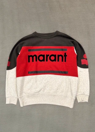 Sweat Isabel Marant Étoile Gallian Logo Floqué Velours Ecru / Rouge / Noir | Taille S / 36, brand: Isabel Marant, condizioni: Ottime, taglia: S / IT 40 / EU 36, €110.00, €116.20 include la Protezione acquisti