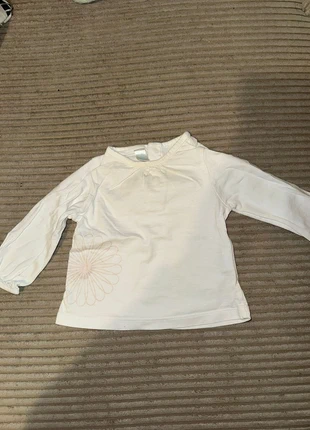 T-Shirt Bébé Manches Longues Blanc - Motif Floral Léger 🌼, marque: CM, état: Satisfaisant, taille: 6-9 mois / 68 cm, 1,00 €, 1,75 € Protection acheteurs incluse