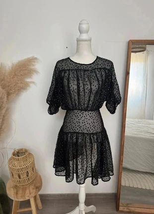 Robe Maje noire à pois taille 1, merk: Maje, staat: Heel goed, maat: S / 36 / 8, € 35,00, € 37,45 inclusief Kopersbescherming