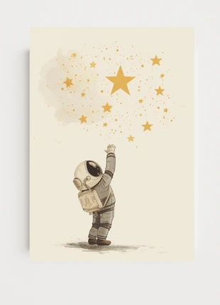 Affiche A4 - Petit astronaute, enfant, lune, espace, brand: HandyPixel, condition: Very good, €8.00, €9.10 includes Buyer Protection Pro