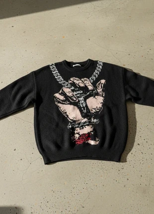 Pull noir graphique – streetwear, bold, grunge, tendance, marque: Atelier Kalyss, état: Très bon état, taille: M, 69,90 €, 74,10 € Protection acheteurs incluse