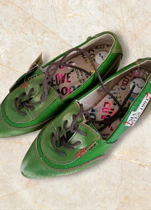 💚 Mocassins derby neuves pointus verts en cuir – look vieilli unique – taille 37 💚, brand: TMA Eyes, condition: Very good, size: 37, €29.90, €32.10 includes Buyer Protection