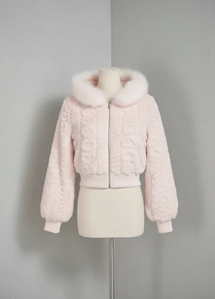 Blouson Court Fourrure Zippé Col Amovible Rose Pâle, merk: Mirelia, staat: Heel goed, maat: M / 38 / 10, € 48,90, € 52,05 inclusief Kopersbescherming