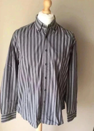 Chemise manches longues homme grise à rayures coupe droite - Taille XL, condition: Very good, size: XL, €5.00, €5.95 includes Buyer Protection