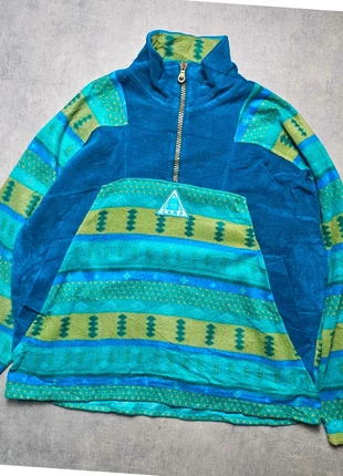 Pull quart zip polaire crazy fleece motif géométrique vert bleu Taille L homme ls33,46, brand: Vintage Dressing, condition: Very good, size: L, €29.90, €32.10 includes Buyer Protection