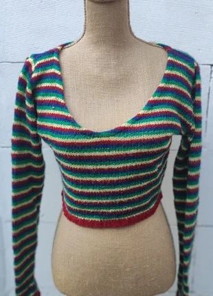 🌈 Hippie Rainbow Crop Knit, marque: Hippie, état: Bon état, taille: S / 36 / 8, 3,50 €, 4,38 € Protection acheteurs incluse