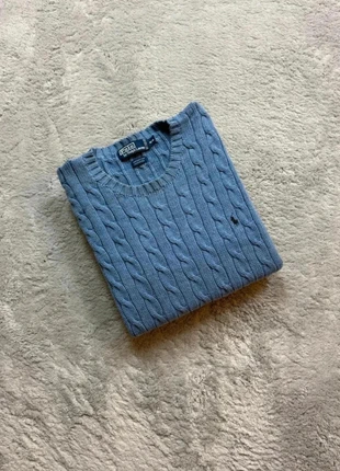 Pull torsadé Sweat hiver col rond Tressé Raph Lauren bleu logo bleu marine M femme, marca: Ralph Lauren, estado: Muito bom, tamanho: M / 38 / 10, €51.00, €54.25 inclui Proteção do Comprador