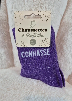 Chaussettes à paillettes - Connasse violet, marca: chaussettes à paillettes, estado: Novo com etiquetas, tamanho: Tamanho único, €5.00, €5.95 inclui Proteção do Comprador Pro