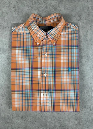 Très belle chemise homme Ralph Lauren S Custom Fit carreaux orange cavalier turquoise, brand: Ralph Lauren, condition: Very good, size: S, €39.00, €41.65 includes Buyer Protection Pro