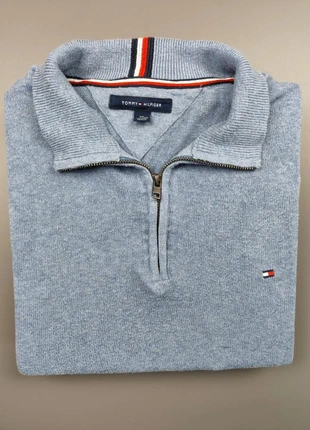 Pull half zip Tommy Hilfiger col camionneur demi zip 1/4 zip 100% coton bleu Taille XXL, marca: Tommy Hilfiger, estado: Muito bom, tamanho: XXL, €39.00, €41.65 inclui Proteção do Comprador
