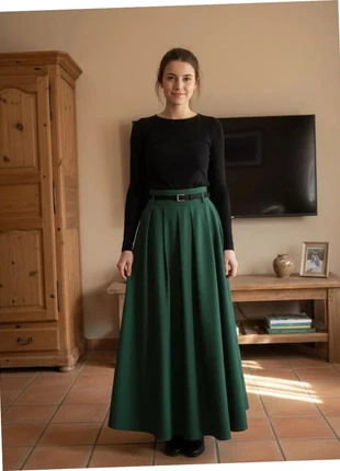 Jupe longue verte taille haute évasée – élégante & fluide, état: Très bon état, taille: M / 38 / 10, 39,90 €, 42,60 € Protection acheteurs (Pro) incluse