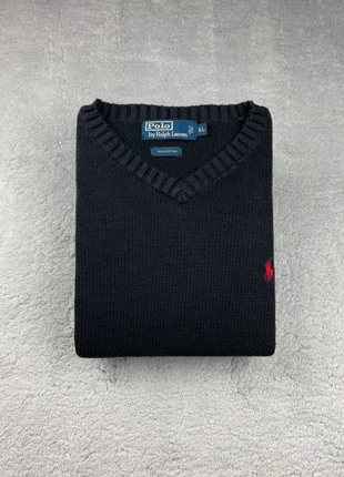 Crewneck - sweat - Pull col V Polo Ralph Lauren Noir logo brodé Rouge Taille XL Homme 100% Coton, brand: Polo Ralph Lauren, condition: Very good, size: XL, €46.90, €49.95 includes Buyer Protection Pro