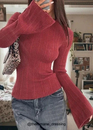 Pull côtelé manches évasées rouge – taille M, marque: Belle d’Azur, état: Très bon état, taille: M / 38 / 10, 35,00 €, 37,45 € Protection acheteurs incluse