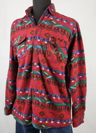 Chemise polaire Complices vintage homme L rouge motifs rétro 90s oversize chaud casual streetwear, marque: Complices, état: Très bon état, taille: L, 25,00 €, 26,95 € Protection acheteurs (Pro) incluse