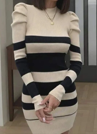 Robe pull rayée beige et noir, S, marca: Noiréline Paris, estado: Muito bom, tamanho: S / 36 / 8, €45.90, €48.90 inclui Proteção do Comprador