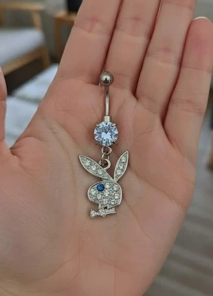 Piercing Nombril Lapin Playboy Argenté Diamant Bleu Saphir Strass Scintillant Pendentif, brand: Playboy, condition: New with tags, €7.87, €8.96 includes Buyer Protection Pro