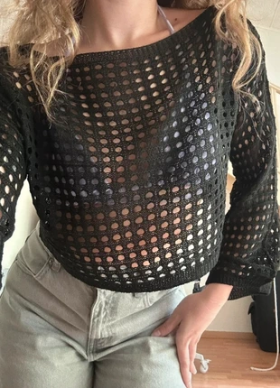 Top crochet noir ajouré – sexy chic & tendance – taille M (38), condition: Very good, size: M / 38 / 10, €14.50, €15.93 includes Buyer Protection