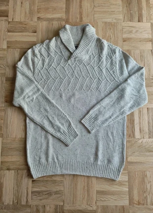 Pull à col châle en maille torsadée Chaps beige / gris taille M, marque: CHAPS, état: Très bon état, taille: M, 12,00 €, 13,30 € Protection acheteurs incluse