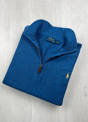 Pull col camionneur zippé Ralph Lauren bleu roi coton logo jaune brodé XL homme, merk: Ralph Lauren, staat: Heel goed, maat: XL, € 62,00, € 65,80 inclusief Kopersbescherming Pro