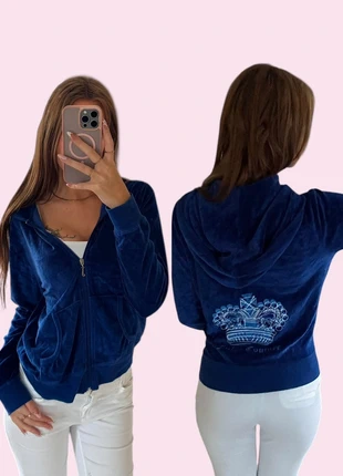 Authentic Juicy Couture 2000s Velour Zip Hoodie – Royal Blue – Vintage Y2K, merk: Juicy Couture, staat: Heel goed, maat: M / 38 / 10, € 39,50, € 42,18 inclusief Kopersbescherming