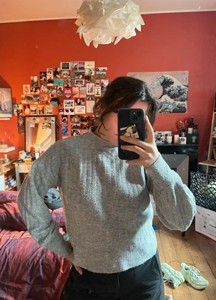 Pull côtelé gris manches bouffantes, marque: Cotton On, état: Très bon état, taille: S / 36 / 8, 10,00 €, 11,20 € Protection acheteurs incluse