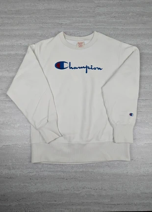 Sweatshirt Champion Reverse Weave Blanc Crème – Taille S – Logo Brodé Rétro Col Rond, merk: Champion, staat: Heel goed, maat: S, € 15,00, € 16,45 inclusief Kopersbescherming