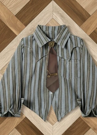 Chemise Courte Rayures Femme Cravate Vintage Gothique Élégant Chic Sexy - Taille S, brand: Vintage Dressing, condizioni: Ottime, taglia: S / IT 40 / EU 36, €36.99, €39.54 include la Protezione acquisti