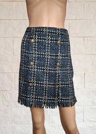 Jupe à carreaux grise avec fil doré - Taille 36/S, marque: Made In Italy, état: Très bon état, taille: S / 36 / 8, 4,99 €, 5,94 € Protection acheteurs incluse