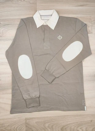 Polo/Sweet manches longues, Baume et Mercier, taupe/blanc, logo Φ, luxe, élégant, taille M homme, brand: Baume & Mercier, condizioni: Ottime, taglia: M, €14.00, €15.40 include la Protezione acquisti