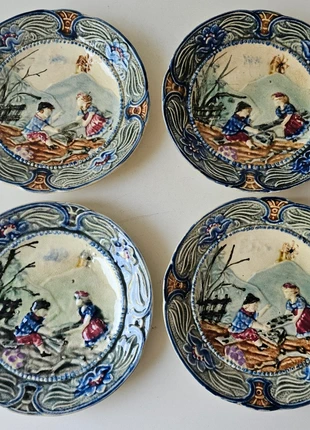 Lot de 4 Ancienne assiettes en majolique Wasmuel Belgique Enfants Balancoire, brand: Belgique, condition: Satisfactory, €90.00, €95.20 includes Buyer Protection Pro