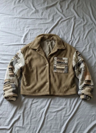 Veste Côtelée Beige à Manches Motif Ethnique Vintage 90s Retro, brand: Vintage Dressing, condition: Very good, size: M / 38 / 10, €44.99, €47.94 includes Buyer Protection