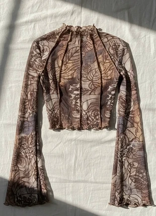 Top mesh marron motifs abstract – Taille S, brand: Vintage Dressing, condition: Very good, size: S / 36 / 8, €19.80, €21.49 includes Buyer Protection