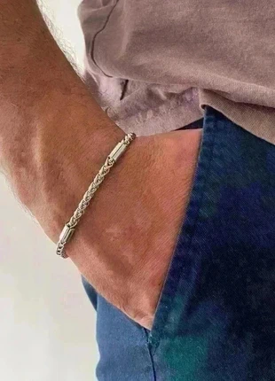 Bracelet en acier inoxydable, bracelet chaîne byzantine avec maillons, bijou homme, cadeau pour lui, condition: Very good, €11.00, €12.25 includes Buyer Protection Pro