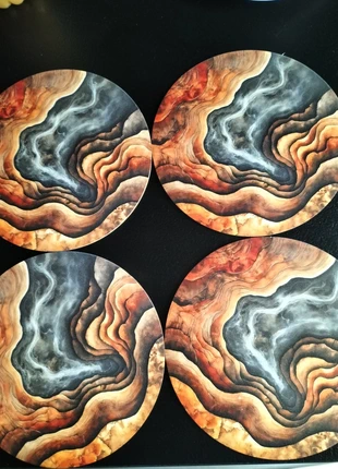 🌈Lot de 4 dessous de plat en bois imprimé bois 19 cm🌈, marca: Fashion, estado: Muito bom, €8.00, €9.10 inclui Proteção do Comprador