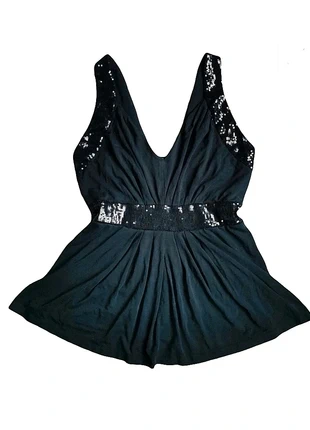 Top vintage noir soirée sequins brillants débardeur Noël fêtes nouvel an y2k grunge alt, marque: Vintage Dressing, état: Très bon état, taille: M / 38 / 10, 14,00 €, 15,40 € Protection acheteurs incluse