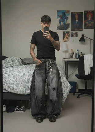 Jean Baggy Noir Déchiré - Coupe Oversize Streetwear Y2K Taille L, marque: y2k, état: Neuf sans étiquette, taille: L, 59,00 €, 62,65 € Protection acheteurs (Pro) incluse