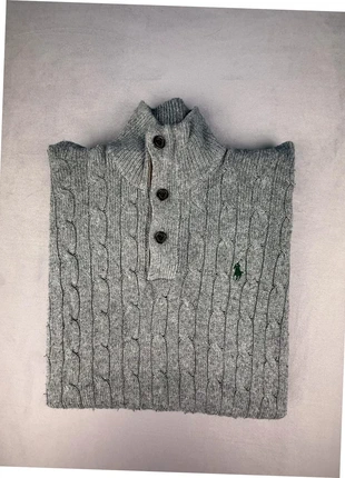 Half zip col camionneur en maille torsadée Ralph Lauren Taille S | Gris logo vert brodé « 466 », marque: Ralph Lauren, état: Bon état, taille: S, 27,00 €, 29,05 € Protection acheteurs (Pro) incluse